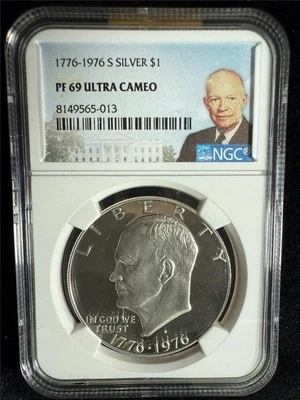1976 S Eisenhower IKE SILVER $1 Dollar PF69 ULTRA CAMEO UCAM NGC SKU 3771 - Image 1 of 2