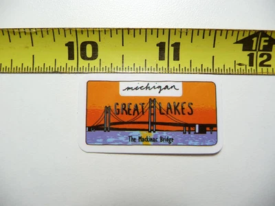 STICKY_SITUATION, UNBRANDED, NOT SPECIFIED MICHIGAN MACKINAC BRIDGE COLORFUL SMALL STICKER DECAL TRAVEL STATE SOUVENIR FUN
