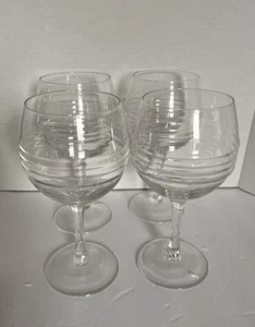 Large White Wine Glasses Set Of 4 Ribbed 20oz Thick Glass - Picture 1 of 6