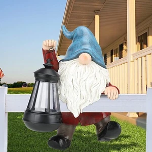 Garden Gnomes Outdoor Decorations Solar Gnomes Garden Statues,Garden Gnome Decor - Picture 1 of 8