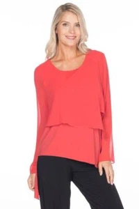NEW LAST TANGO TOP NWT NEW COLLECTION MADE IN USA MS1151 CHIFFON LAYERED - Picture 1 of 26