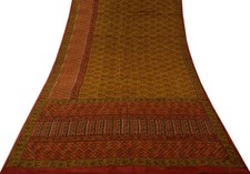 Vintage Indian Saree 100% Pure Georgette Silk Printed Sari Soft Craft Fabric