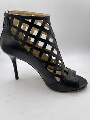 Mujer Michael Kors Punta Abierta Cuero Tacones Stilettos Botines Negro Talla 6.5 Foto 1 de 4