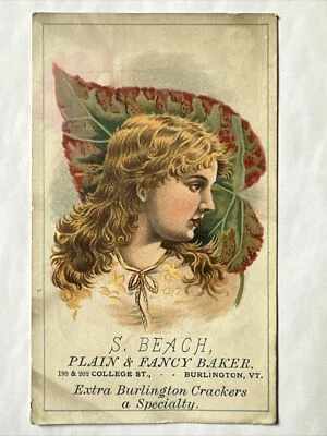 Victorian trade card c1880s S Beach Fancy Baker Crackers Burlington VT B23 - Image 1 of 4