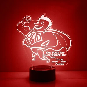 Super Dad LED Light. Personalized FREE. Perfect Fathers Day Gift, w/remote - Picture 1 of 8