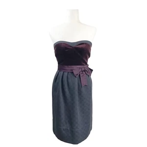 Vestido Marc Jacob Terciopelo Granate Rojo y Negro Jacquard Novia Sin Tirantes Talla 2 - Imagen 1 de 6