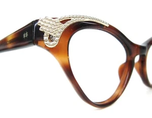 Vintage France Cat Eye Glasses Eyeglasses Sunglasses Tortoise Decorative Frame - Picture 1 of 8