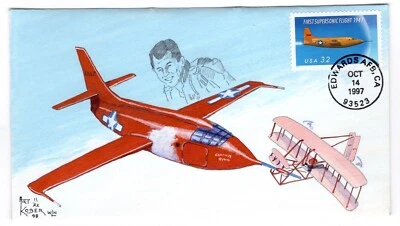 #3173 Supersonic Flight 1997 FDC Art Kober Hand-Painted ONLY #11/22 - Image 1 of 2