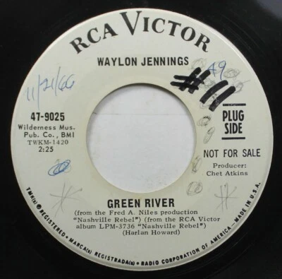 Country Promo 45 Waylon Jennings - Vert River/Argent Rubans Sur Rca Victor - Photo 1/2