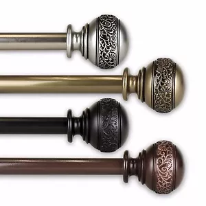 Nadeen 3/4” Adjustable Window Drapery Curtain Rod 18"-170" (5 sizes, 4 colors) - Picture 1 of 9