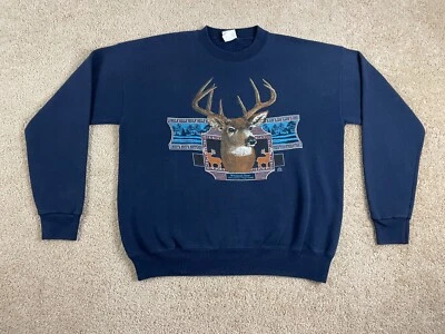 Sudadera pulóver Lee Sturdy vintage para hombre talla 47 cola blanca ciervo azul Foto 1 de 4