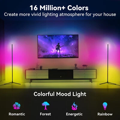 Lámpara de pie de esquina LED RGB 60" RGB luz ambiental control de aplicaciones hágalo usted mismo cambio de color Foto 1 de 4