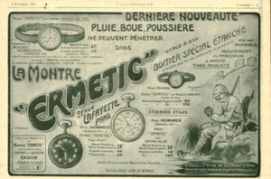 Publicité ancienne bijou la montre Ermétic 1915 issue de magazine - Picture 1 of 1