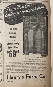 1939 newspaper ad for Stromberg Carlson Radios - Full Size Console model - Picture 1 of 1