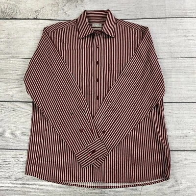 ARROW stripped Button Up Shirt Men Size 42 Long Sleeve Dress Shirt Burgundy NEW - Image 1 of 4