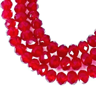 50 cuentas de cristal rondelle facetadas rojas siam de vidrio pulido al fuego 5x4 mm Foto 1 de 3