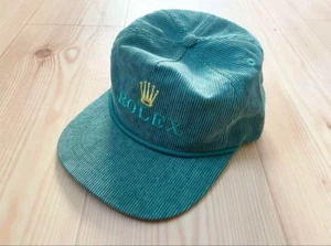 Cappello da camionista in velluto a coste logo Rolex vintage anni 80 90 verde ricamo raro. - Foto 1 di 4
