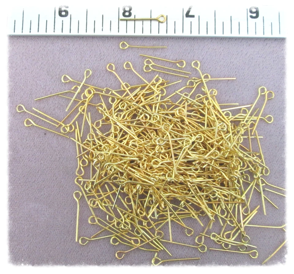 Alfileres de ojos con acabado dorado de 18 mm 3/4" para hacer rosarios piezas cuentas de 6 mm a 7 mm 1 oz Foto 1 de 1