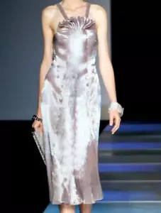 Abito da cocktail Giorgio Armani 2012 Runway Argento Grigio Metallizzato US 0 2 IT 38 - Foto 1 di 7