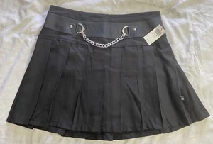 Hot Topic Royal Bones Daang Tripp Pleated Chain Skirt Black XL NWT Y2K Mall Goth - Picture 1 of 12