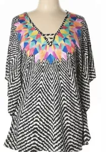 Bar III Swimsuit Bikini Cover Up Tunic Mini Dress Feathered Daze NWT. Small - Picture 1 of 5