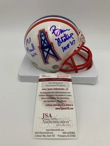 BRUCE MATTHEWS-MIKE MUNCHAK signed OILERS Riddell VSR4 mini helmet w/HOF - JSA - Picture 1 of 7