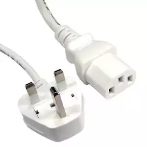 1 x Eagle White IEC (C13) to UK Mains Plug 1.5M Kettle Power Lead CE Approved - Picture 1 of 3