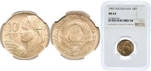 Yugoslavia 1963 10 Dinars Aluminium bronze 91  Cu 9  Al NGC MS 64 - Picture 1 of 1
