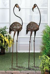 Wild Flamingo Duo Statue Figurine Yard Lawn Indoor Outdoor Garden Decor Gift
