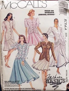 UNCUT Pattern 1992 McCall's 5744 2 Piece Dress (Jacket & Skirt) Sz 10-12-14 - Picture 1 of 2