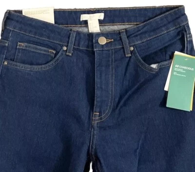 NUEVO CON ETIQUETAS ~ H&M ~ Mujer Pierna Recta ~ Jeans Denim Lavado Medio ~ Talla 6 ~ 98% Algodón Orgánico Foto 1 de 4