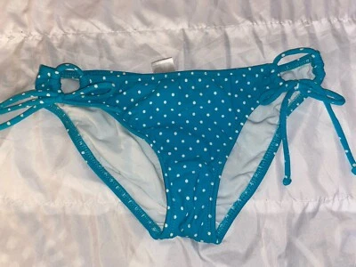 NWT Roxy Polka Dot 70’s Lowrider Side Tie Swimsuit Bikini Bottom S Teal (B2) - Image 1 of 2