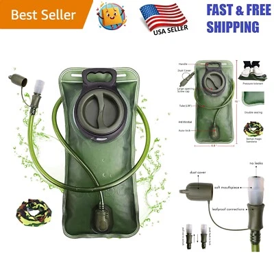 Военный зеленый 2-литровый увлажняющий мочевой пузырь - идеально подходит для пеших прогулок, кемпинга и бега - Изображение 1 из 4