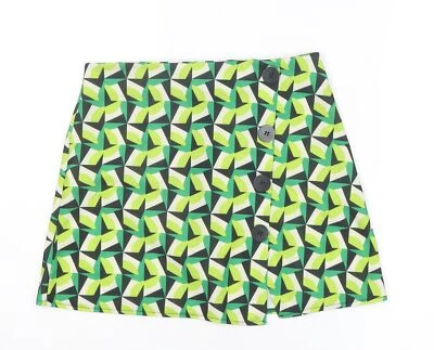 Boohoo Womens Green Polyester Blend A-Line Skirt Size 10 - Image 1 of 4
