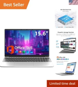 15.6 Inch Windows 11 Laptop with Office 365, 128GB SSD, Expandable to 1TB - Picture 1 of 10