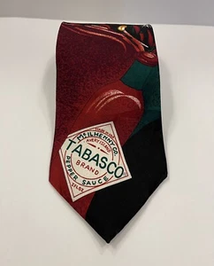 Tabasco Pepper Sauce 100% Silk Neck Hot Chili Peppers Tie Multi Color Sz 58x3.5 - Picture 1 of 7