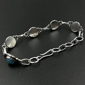 Pulsera de cadena de joyería de piedras preciosas de calcedonia azul... - Imagen 1 de 4