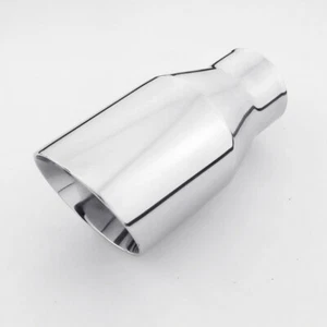Universal 2.25" Inlet Exhaust Tailpipe Tip 3.5" Out Angle Cut Double Wall SS304 - Picture 1 of 7