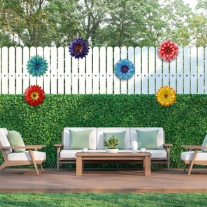 Metal Flowers Outdoor Decor 8" Metal Sunflower Wall Art Decorations Sunflower Wa - Picture 1 of 18