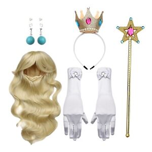 Perruques filles joyeuses couronne décorée carnaval cheveux longs bouclés cosplay accessoires princesse