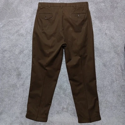 VTG Polo Ralph Lauren Pant Men 38x32 Moleskin Brown Pleated Cuffed Chino Classic - Image 1 of 4