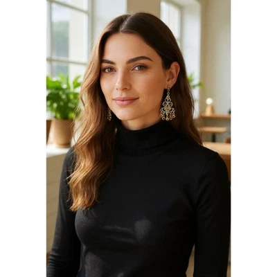 Elegante Araña, Estilo Colgante, Pendientes Piedra Color Topacio Foto 1 de 4