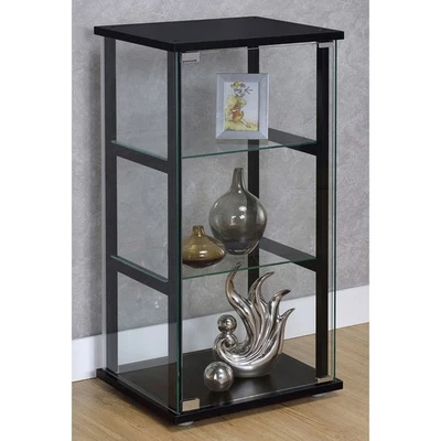 [New]Callie Black Glass 3-Shelf Curio Cabinet - Image 1 of 4