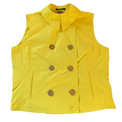 Lauren Ralph Lauren LRL Women’s Yellow Vest Size Large Brass Nautical Buttons - Image 1 of 4