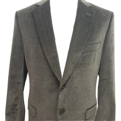 Мужская Z Zegna 42 R бархата черный серый хлопок эластичный блейзер спортивное пальто елочка - Изображение 1 из 4