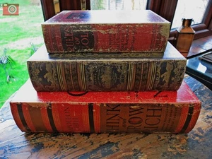 SET OF 3 BOOK BOXES, Nice Quality, Vintage Style. Decorative & Useful. New. - Picture 1 of 16