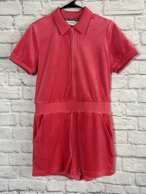 Juicy Couture Womens Pink Velour Zipper Romper Size Medium - Image 1 of 4