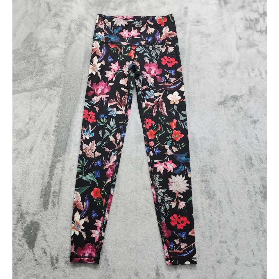 Леггинсы женские Old Navy S черные с цветочным рисунком высокая посадка компрессионные для тренировок - Изображение 1 из 4