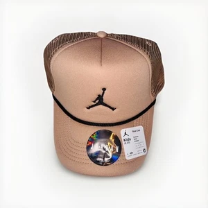 Gorra Jordan Jumpman Niños Jóvenes Logo Cuerda Acento Bronceada Negra Malla Espalda Camionero - Imagen 1 de 6