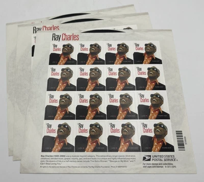 2013 USPS Forever Stamp Sheet Scott #4807 Ray Charles Sheet of 16 Lot of 3 - Image 1 of 4